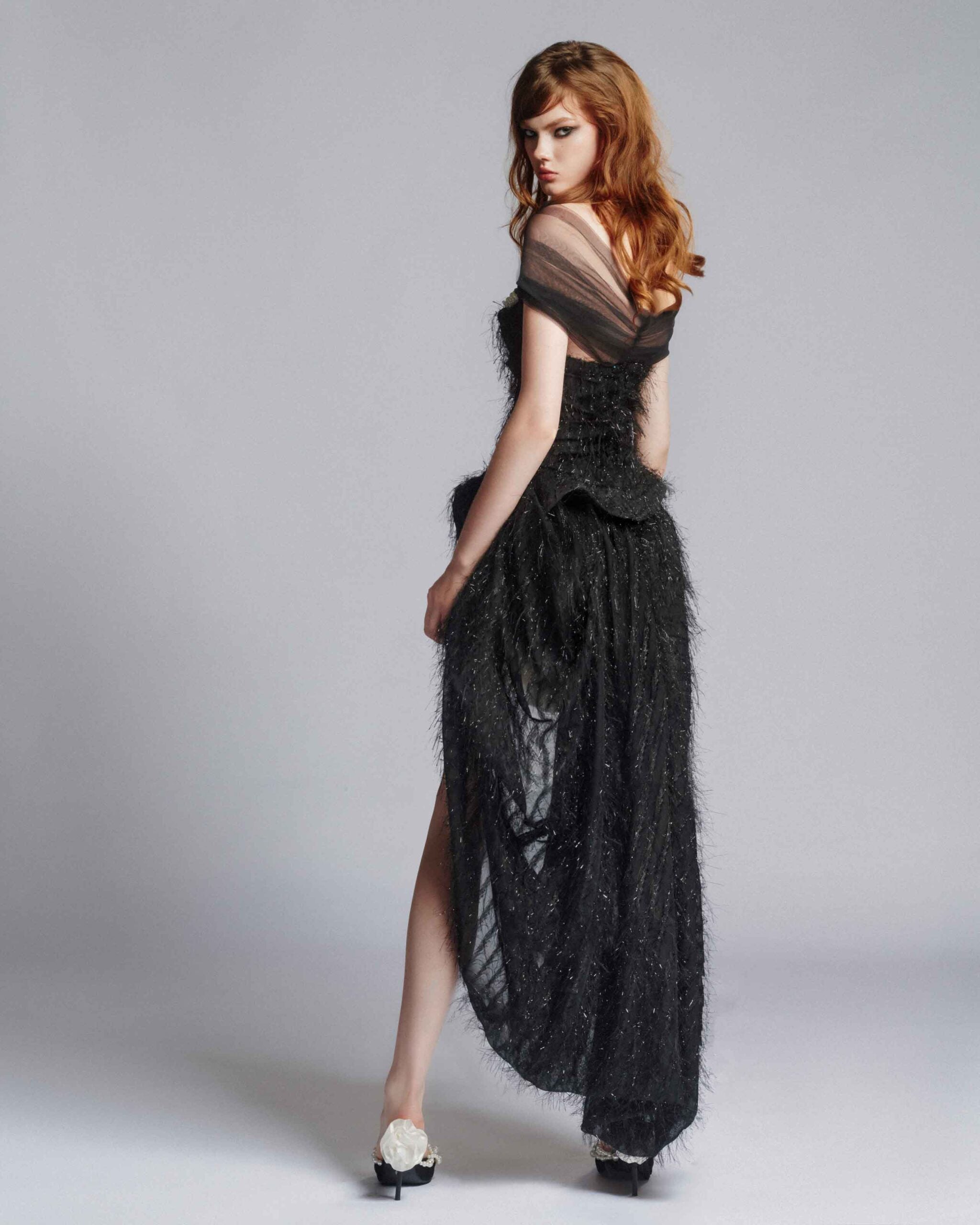 MUST HAVE Glitter fringe mullet dress with pearl detailing