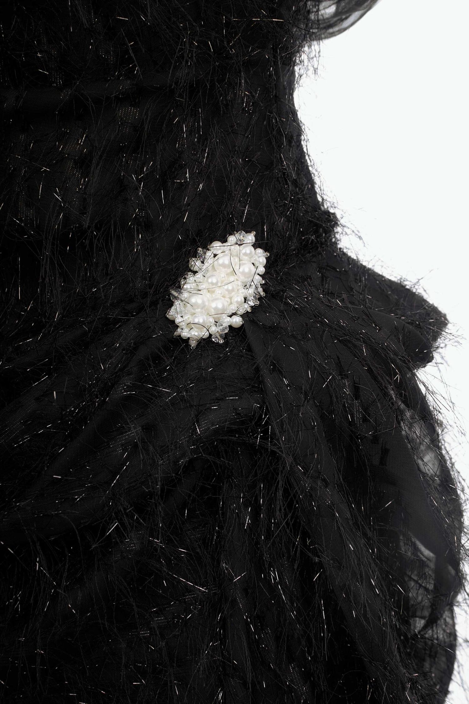 MUST HAVE Glitter fringe mullet dress with pearl detailing
