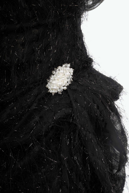 MUST HAVE Glitter fringe mullet dress with pearl detailing