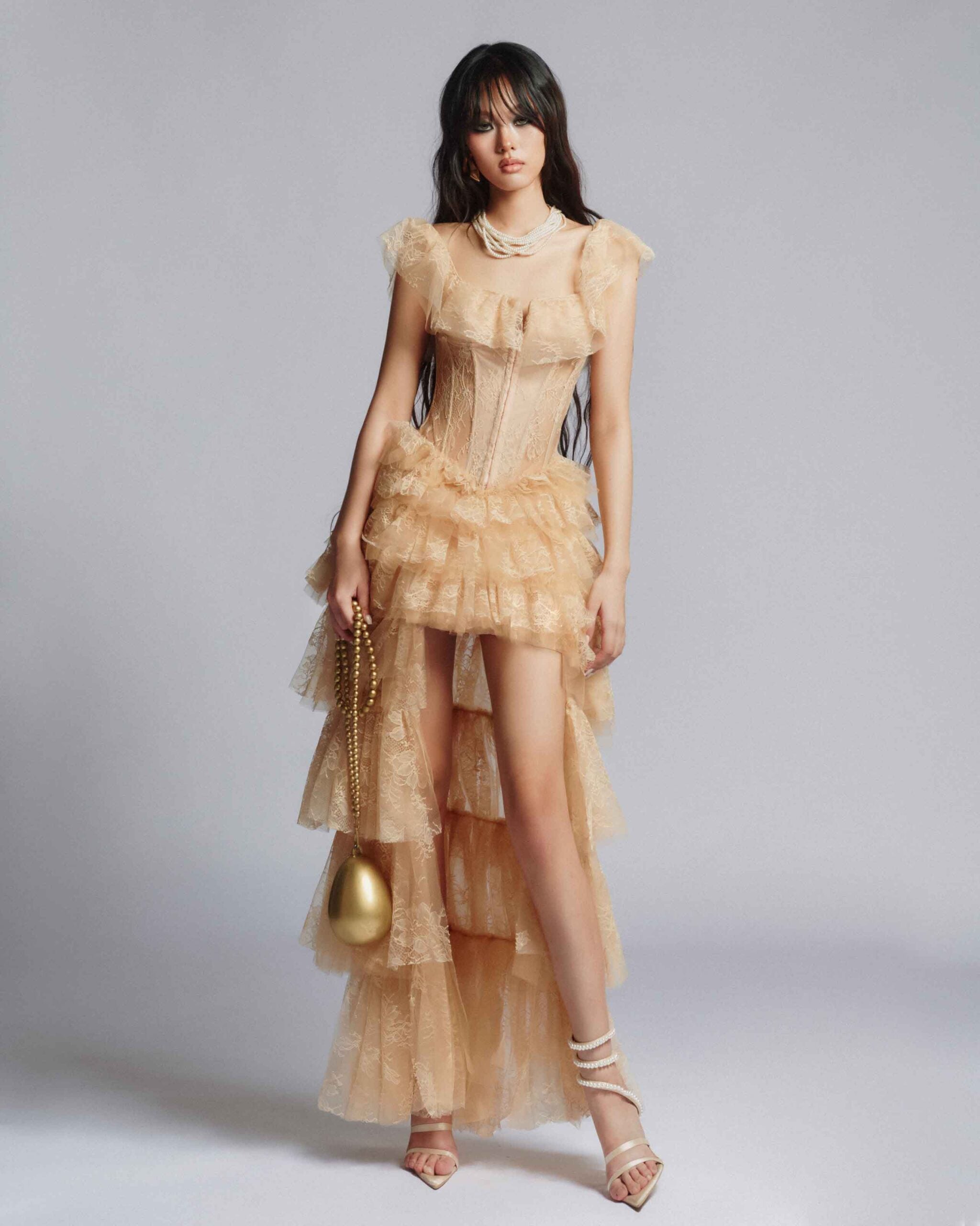 MUST HAVE Tiered lace mullet dress