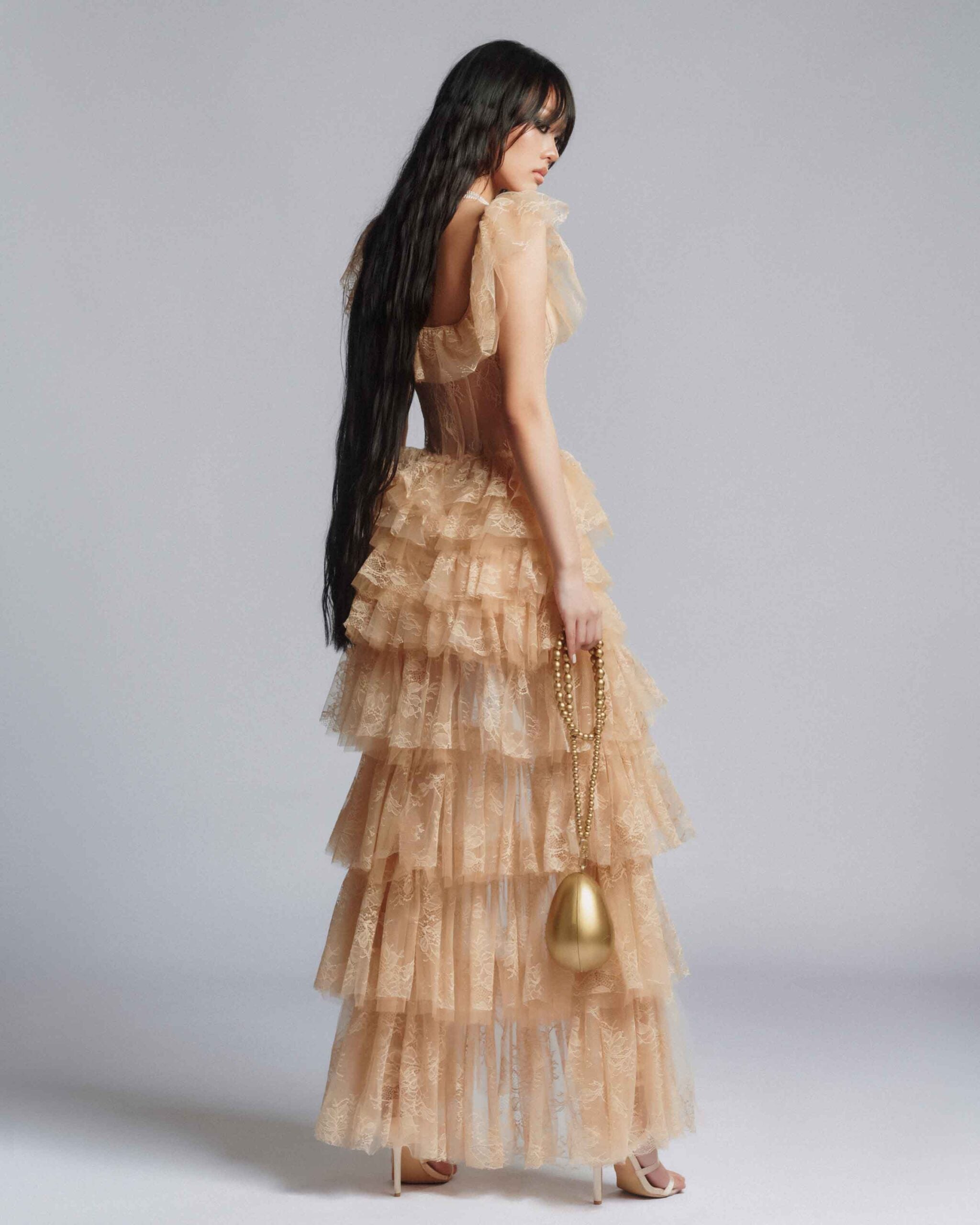 MUST HAVE Tiered lace mullet dress