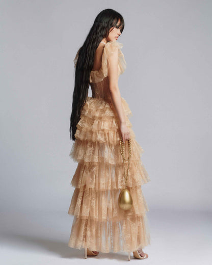 MUST HAVE Tiered lace mullet dress