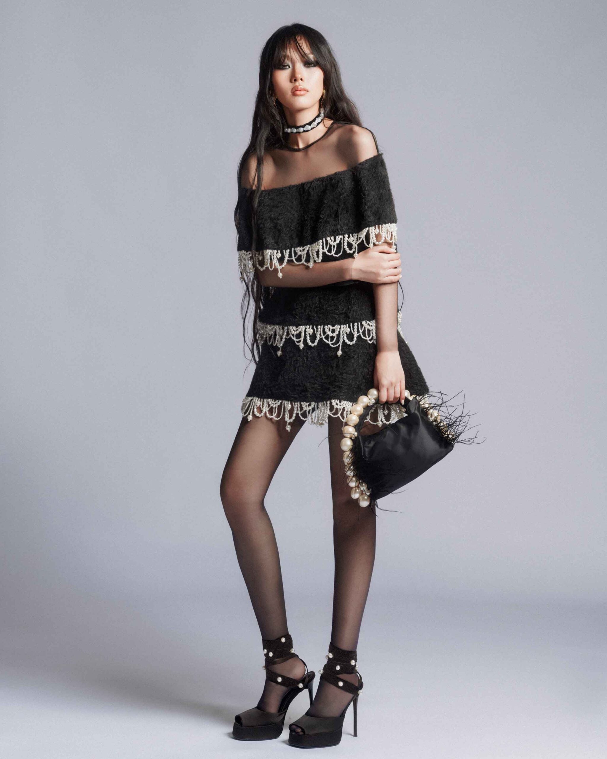 MUST HAVE Pearl fringe tiered mini dress