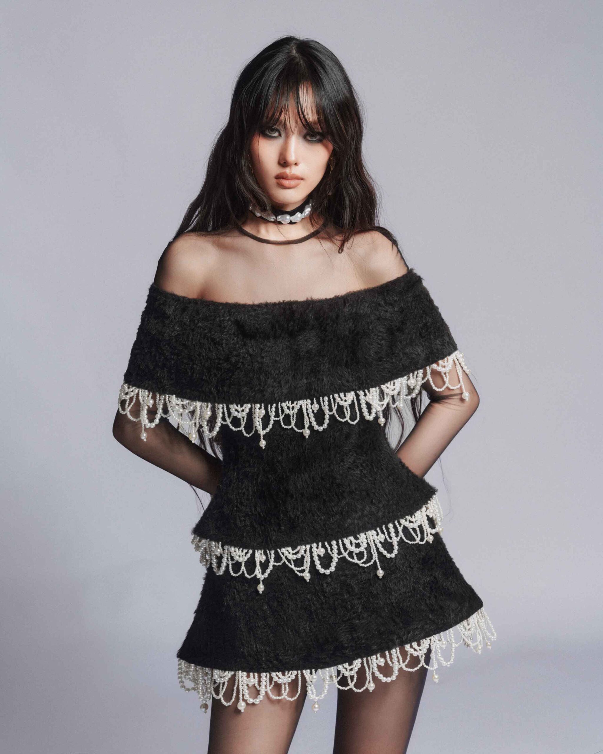 MUST HAVE Pearl fringe tiered mini dress