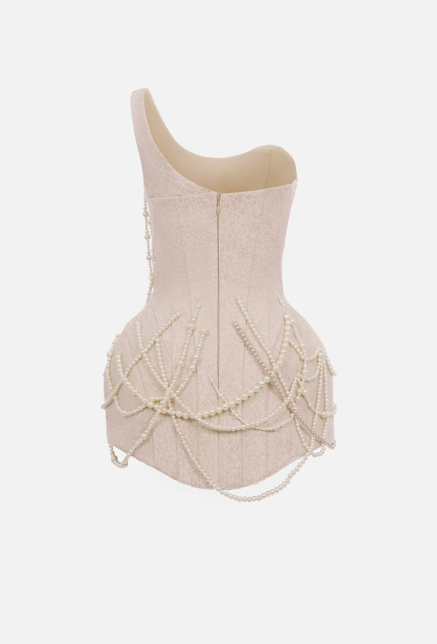 MUST HAVE One-shoulder mini dress with pearl detailing