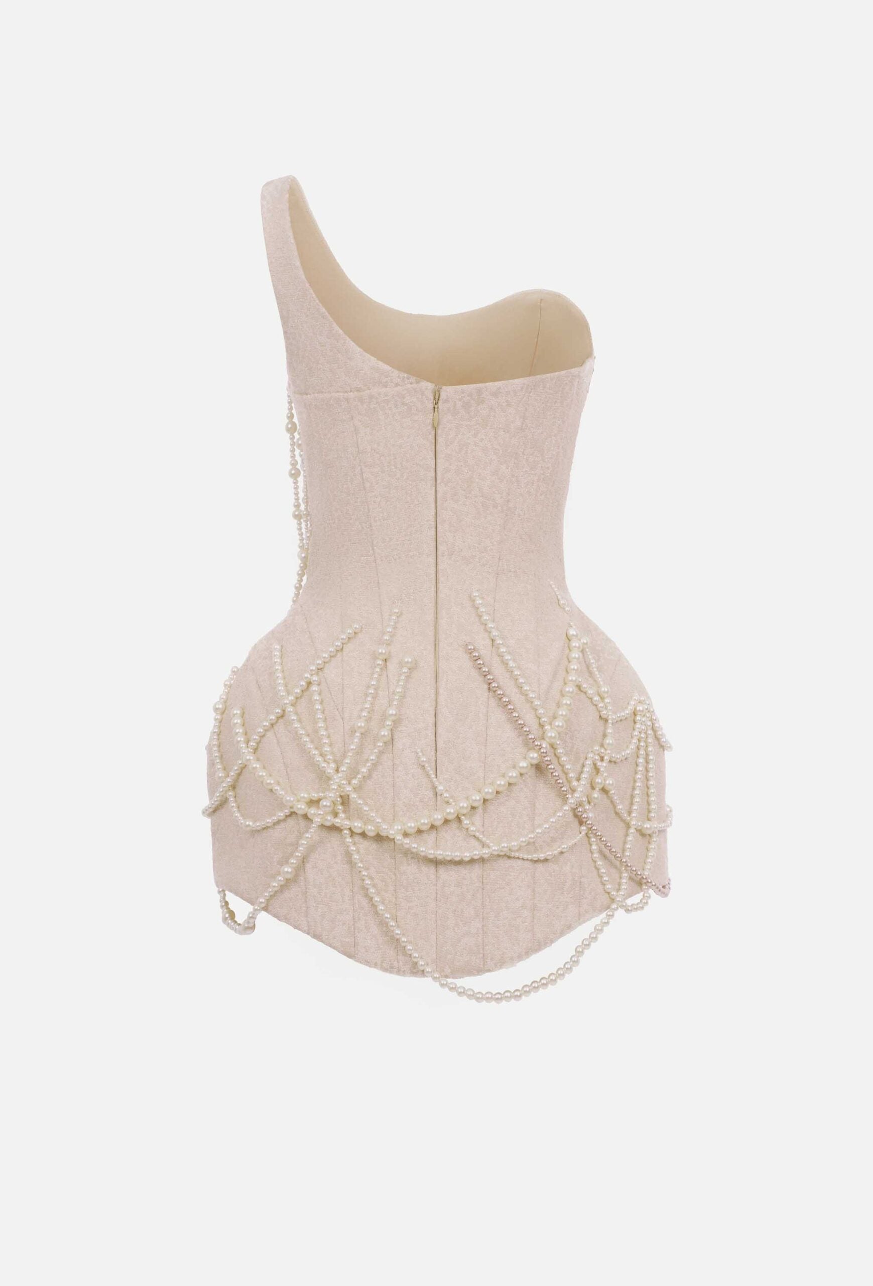 MUST HAVE One-shoulder mini dress with pearl detailing