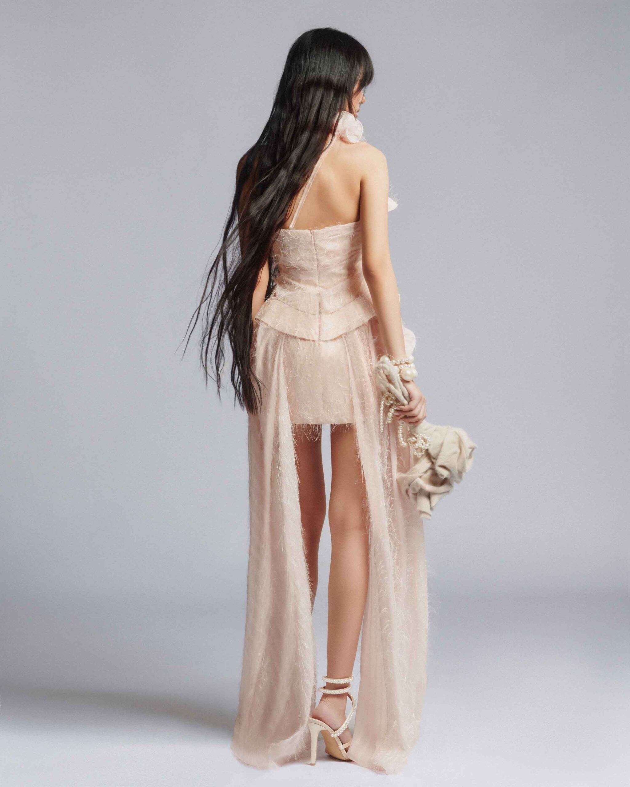 MUST HAVE Glitter fringe mullet dress with pearl
