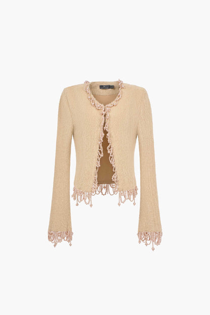 MUST HAVE Pearl fringe nude beige set (Seperate)