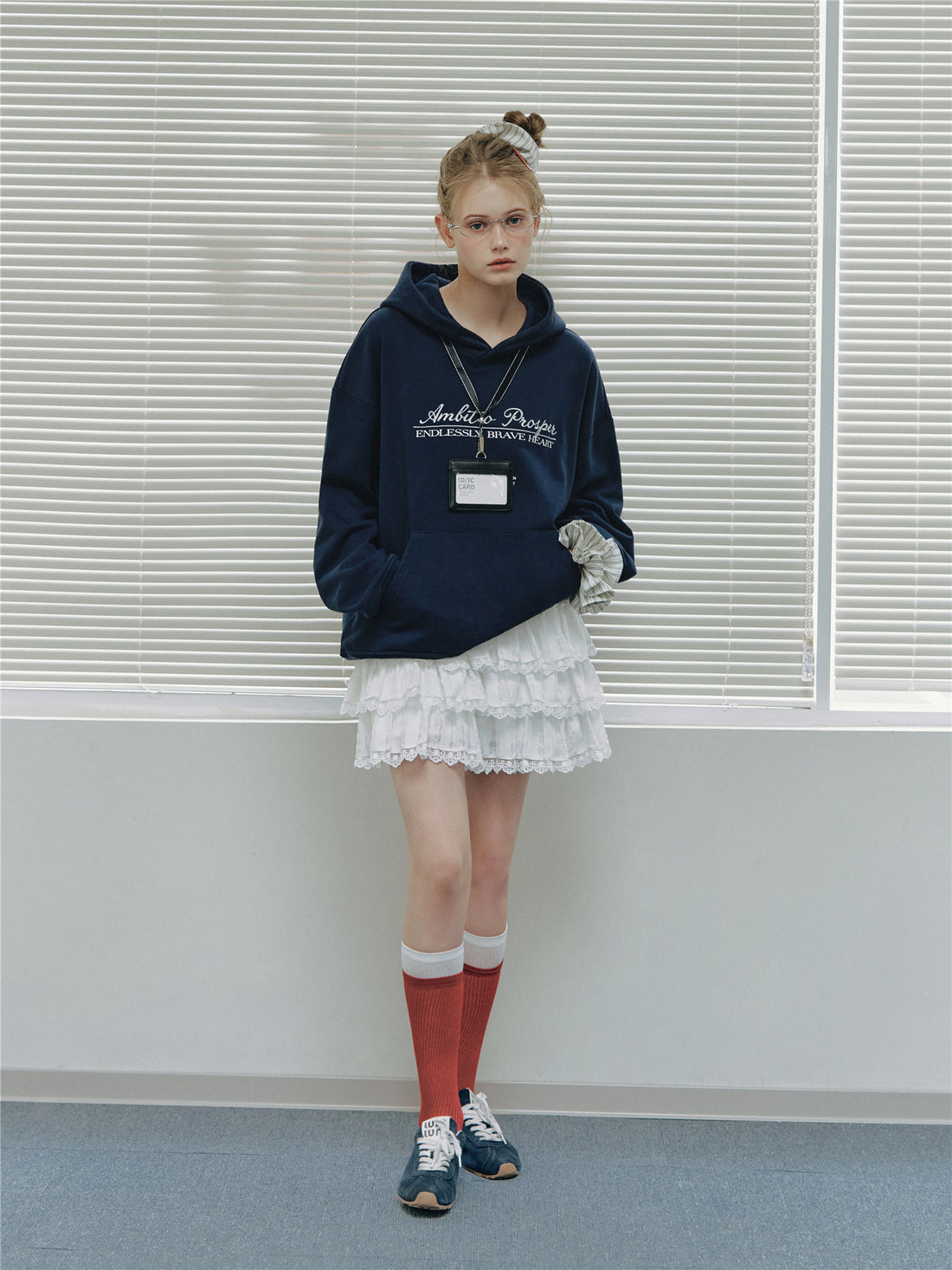 Asgony ASG26537 Cotton Hooded Embroidered Pullover Sweatshirt