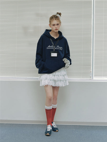 Asgony ASG26537 Cotton Hooded Embroidered Pullover Sweatshirt