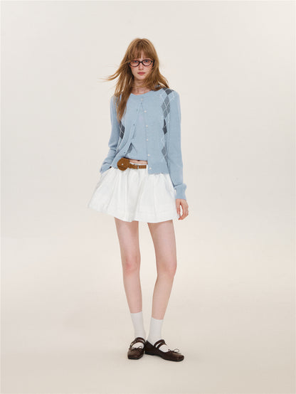 Asgony ASG26616 &amp; ASG26617 Wool Argyle Color-Block Knit Top Set