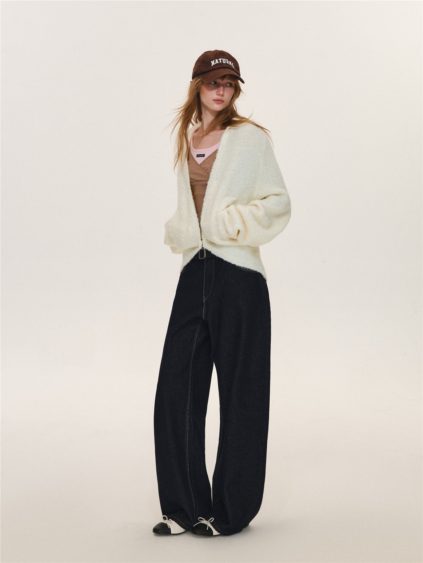 Asgony ASG26629 Two-Tone Contrast Stitching Jeans