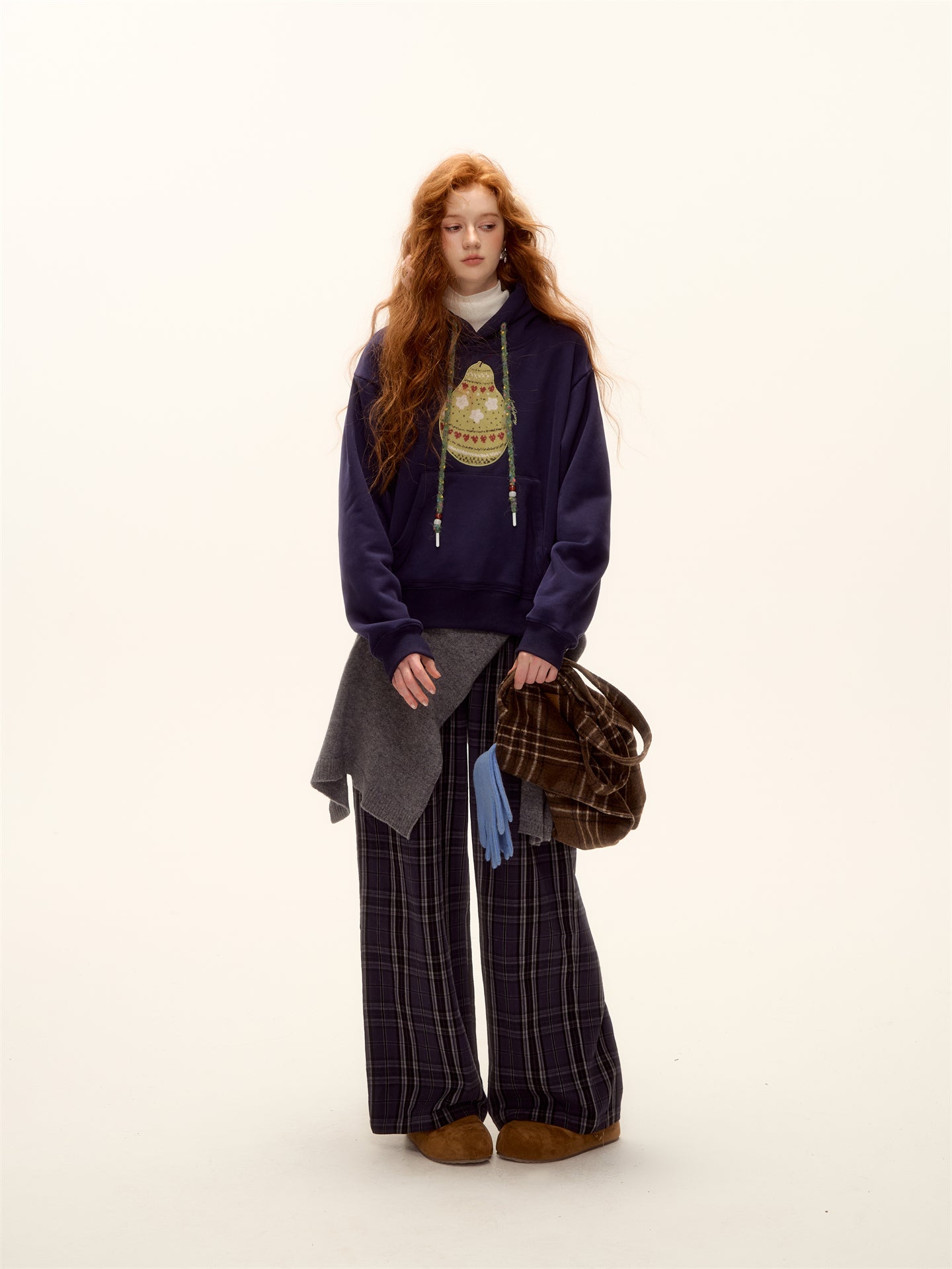 AsGony ASG25474 Woolen Fel Island Knitted Pear Hoodie