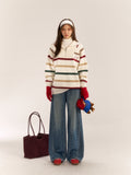 AsGony ASG24569 Color Stripe Sweater