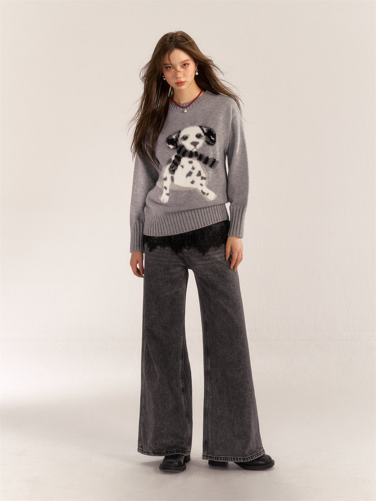 AsGony ASG24546 all-match lazy pullover sweater