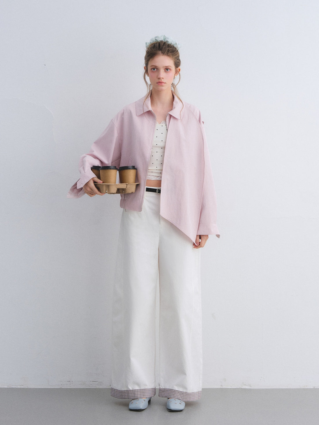 AsGony ASG25674 Detachable swing collar shawl flight jacket