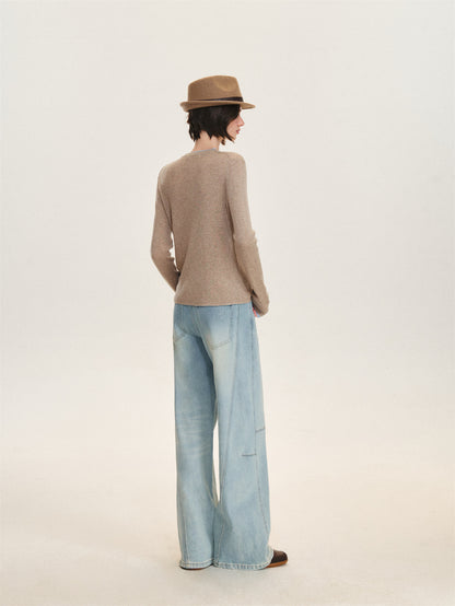 Asgony ASG26619 Faux-Layered Knit Cardigan