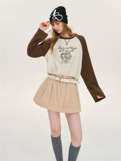 Asgony ASG26563 Retro Striped Color-Block Top