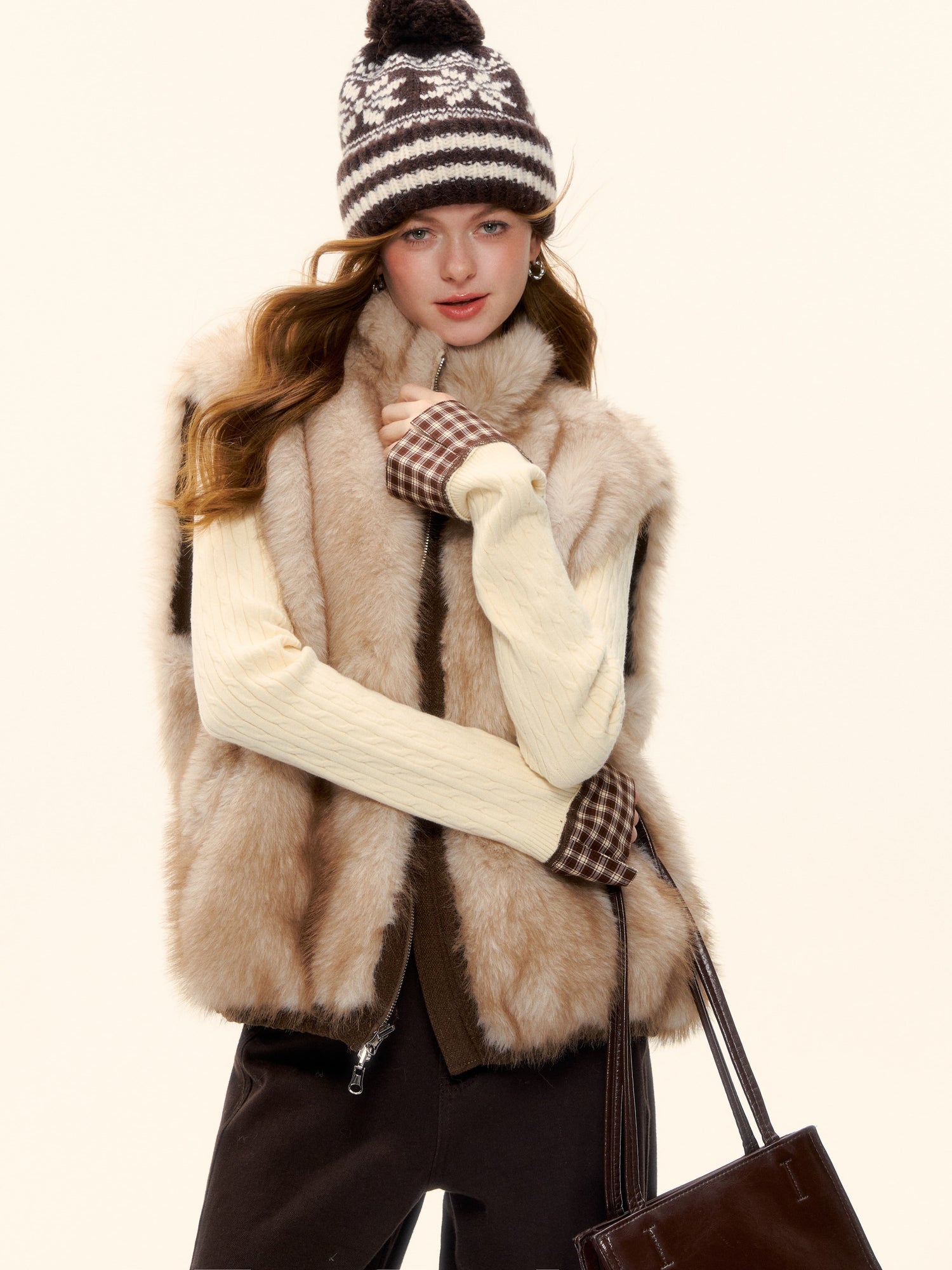 AsGony ASG25591 Eco-friendly fur double-sided vest