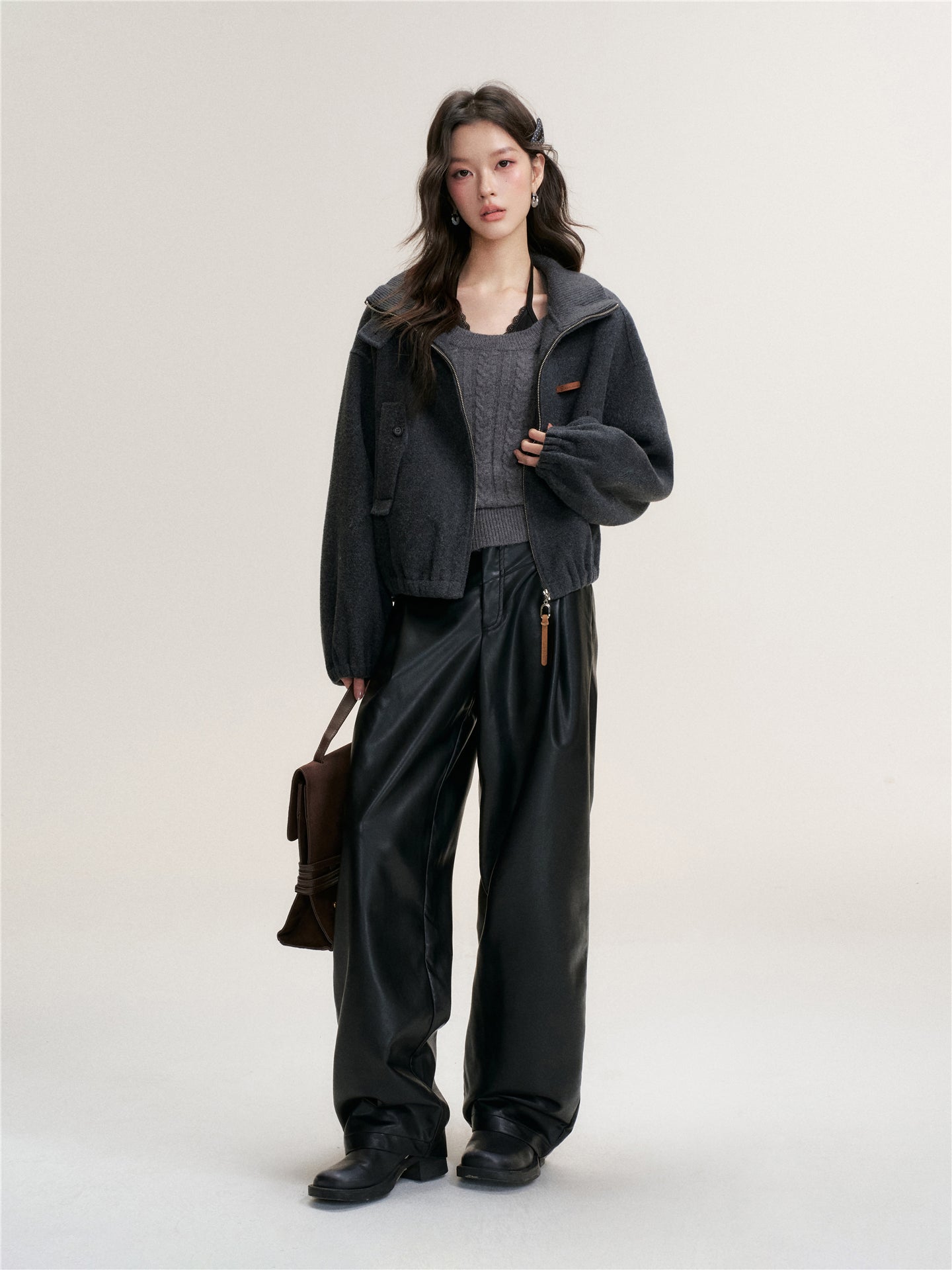 16DEWS 16D25445 Solid Color Australian Wool Double-Sided Jacket