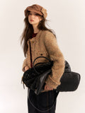 AsGony ASG24583 high-end tweed short down jacket