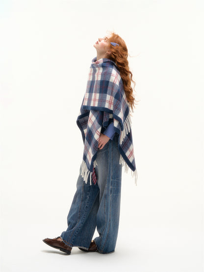 AsGony ASG24650 Checkered tassel casual shawl