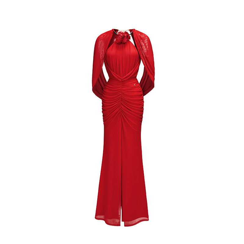 SHEERLUCK SLLYQ25503 High slit hanging neck backless dress