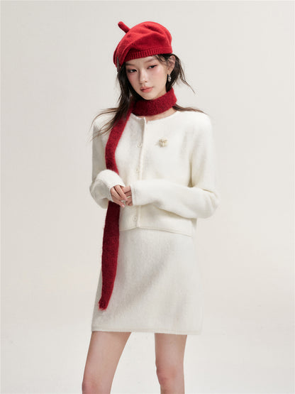 16DEWS 16D25454&amp;16D25455 Soft and sticky short knitted cardigan + shorts set