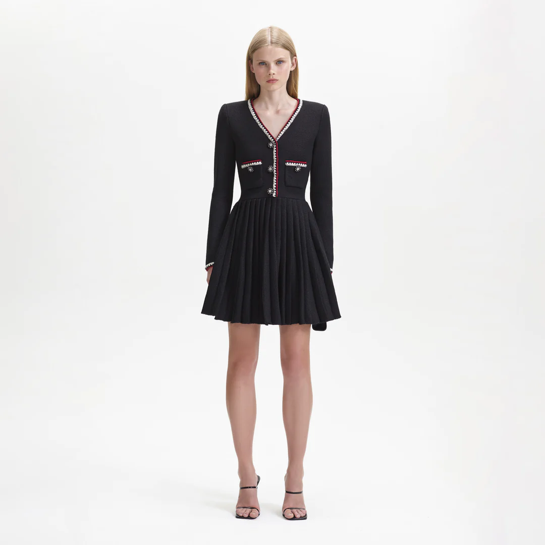 Self-Portrait Black Knit Mini Dress