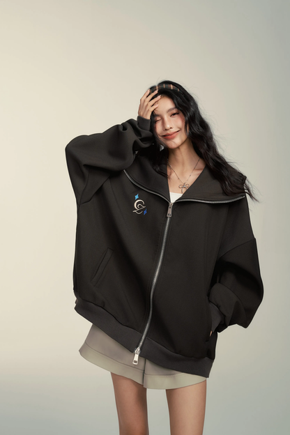 Chill Zoey Brown Zip-Up Hoodie Jacket