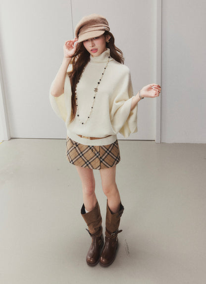 OTEBANBASS Ote260906 Turtleneck Wool Poncho Knit