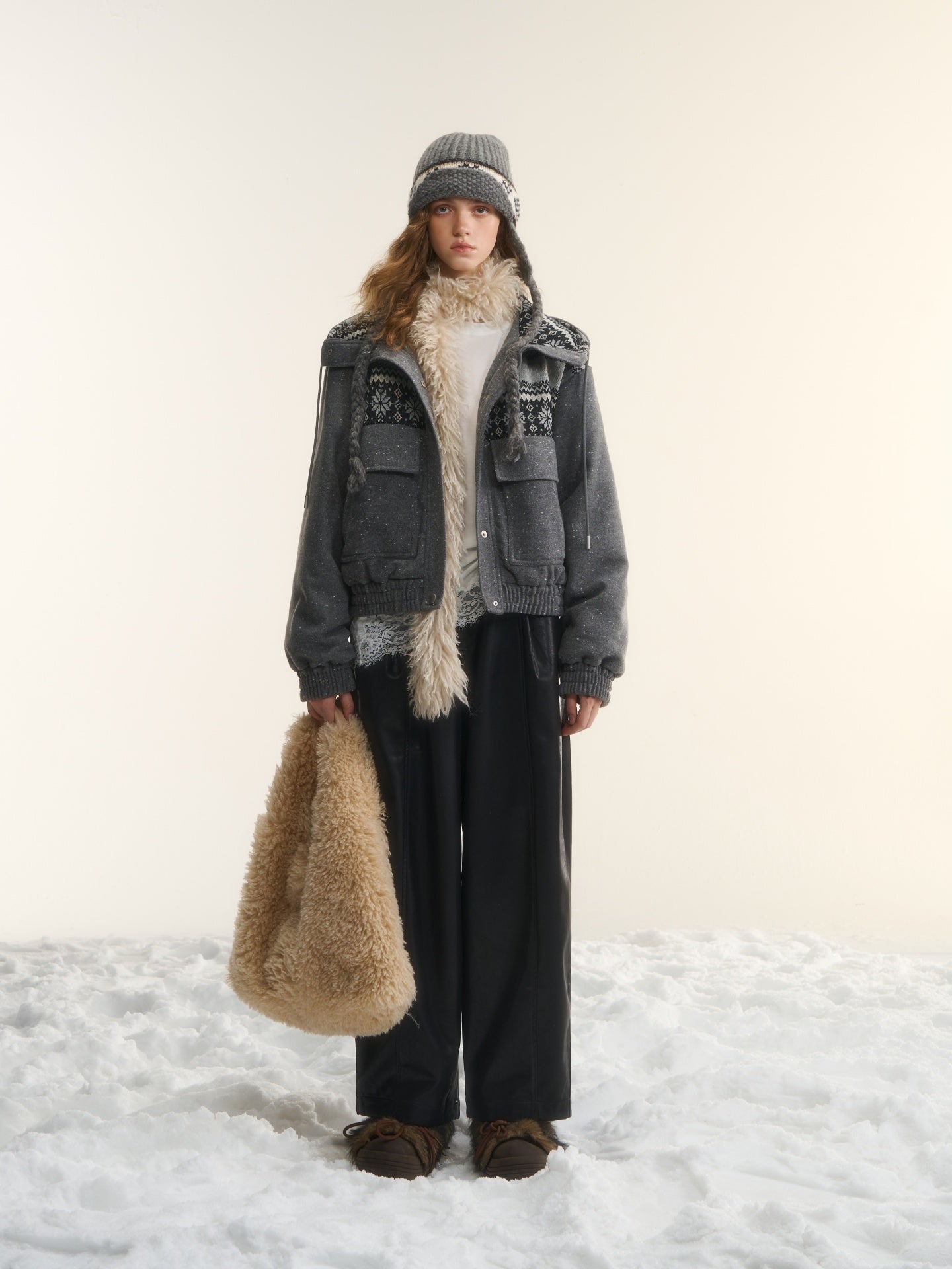 AsGony ASG25527 90 white duck down wool Fel Island hooded down jacket