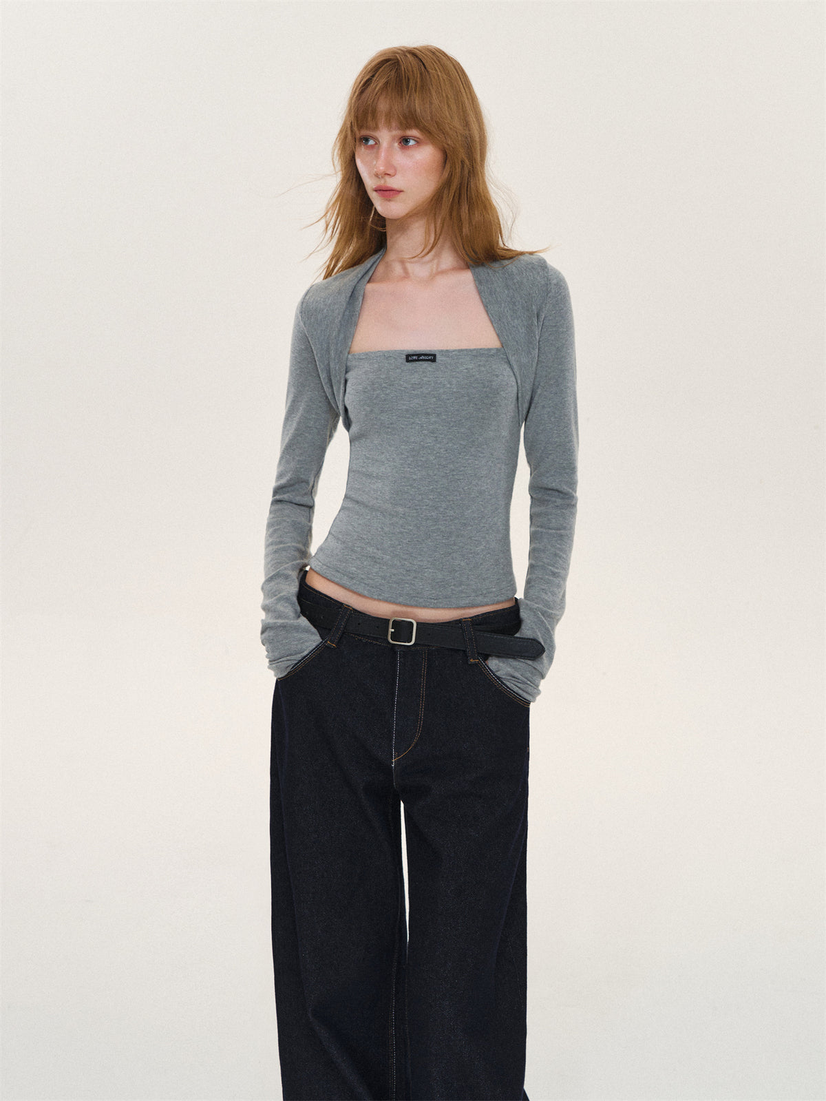 Asgony ASG26612 Faux-Layered Long-Sleeve Top
