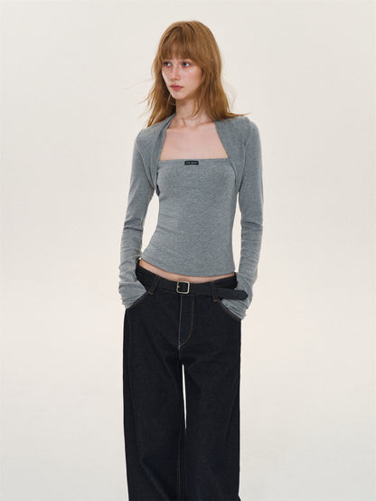 Asgony ASG26612 Faux-Layered Long-Sleeve Top