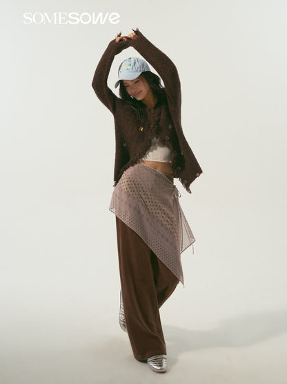 SOMESOWE S2609007&amp;S2609014 Elastic corduroy straight-fit casual pants + skirt panel