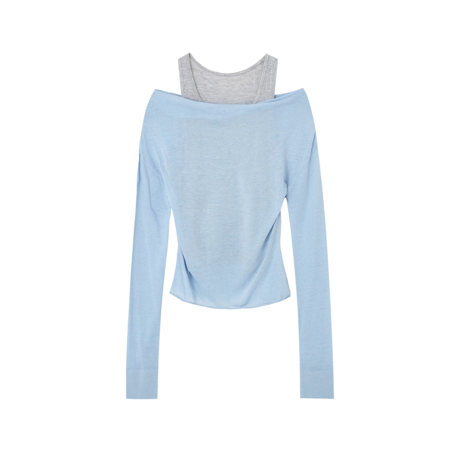 SOMESOWE S2508192 Fake two contrasting polka neck sweaters