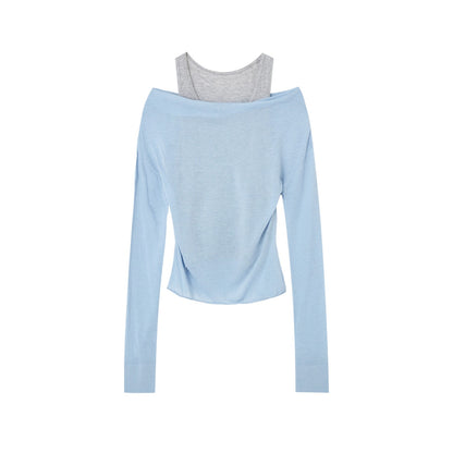 SOMESOWE S2508192 Fake two contrasting polka neck sweaters