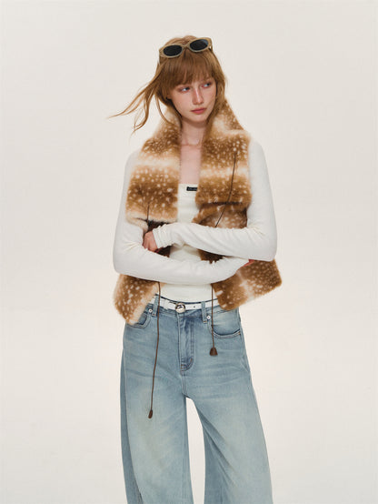 Asgony ASG26611 Strap-Detail Faux Fur Vest