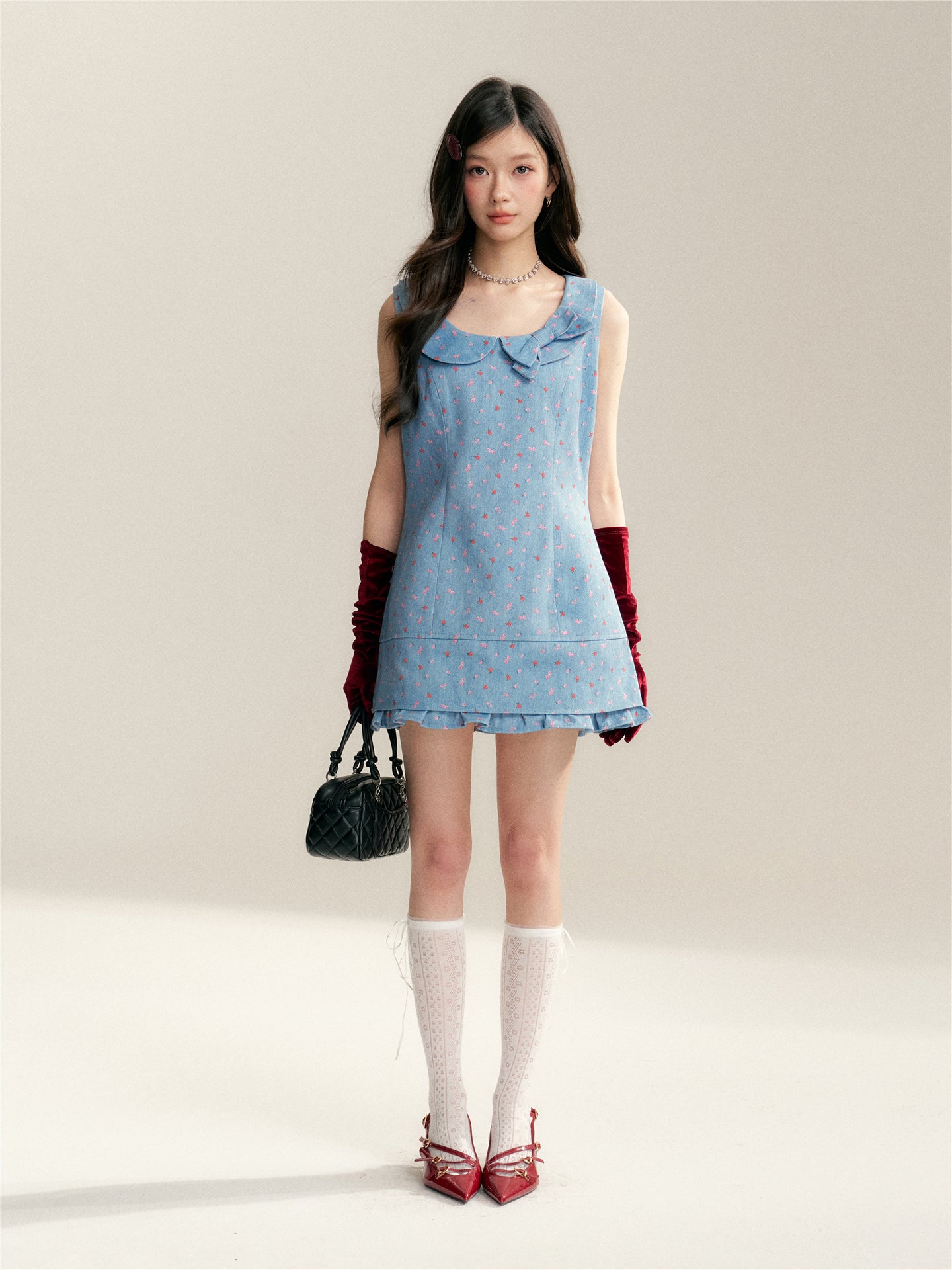16DEWS 16D246069 A-line doll collar denim dress