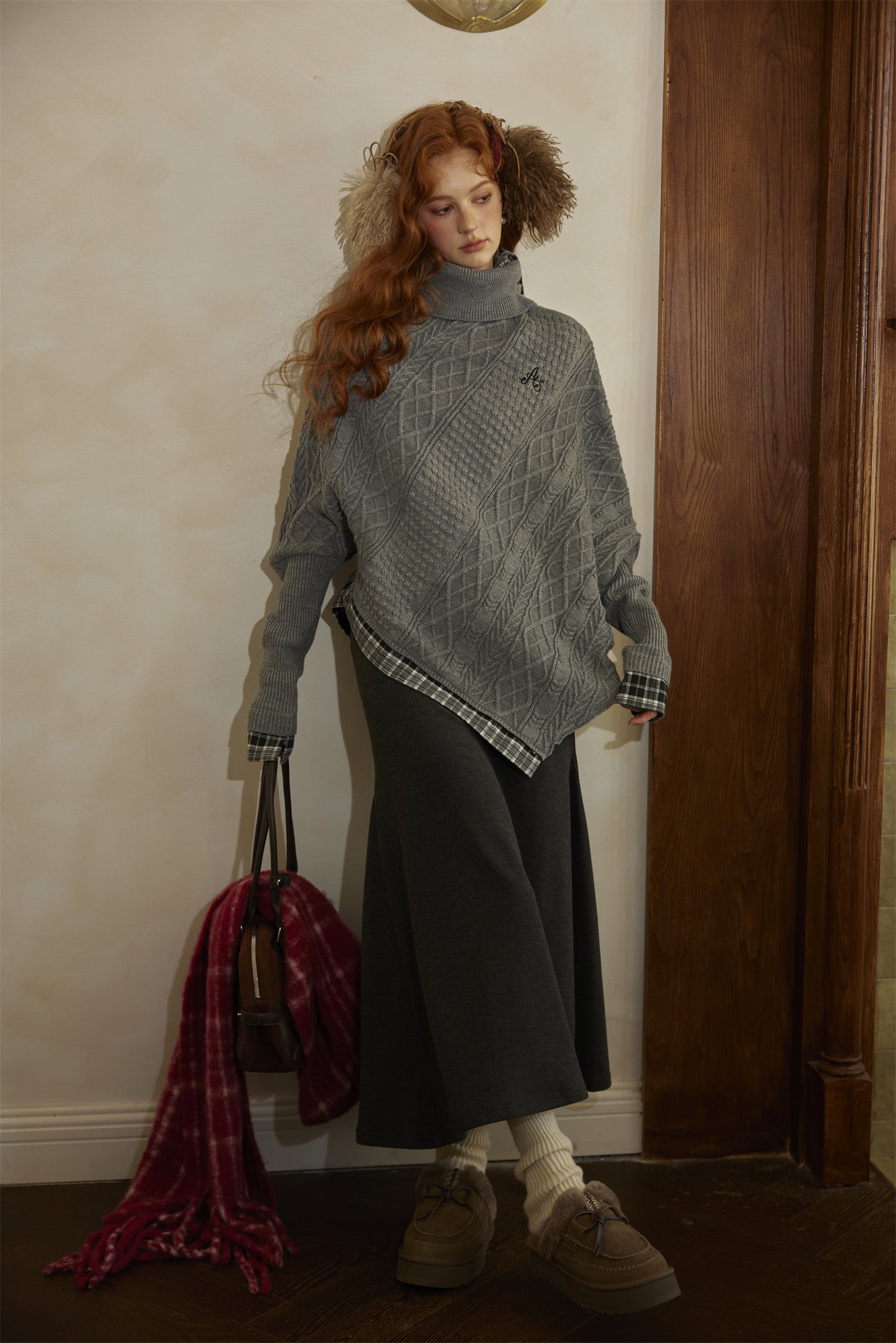 AsGony ASG25373 Elastic knitted fishtail long skirt
