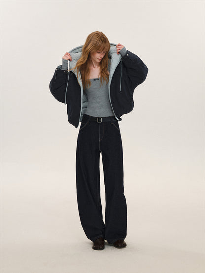 Asgony ASG26629 Two-Tone Contrast Stitching Jeans