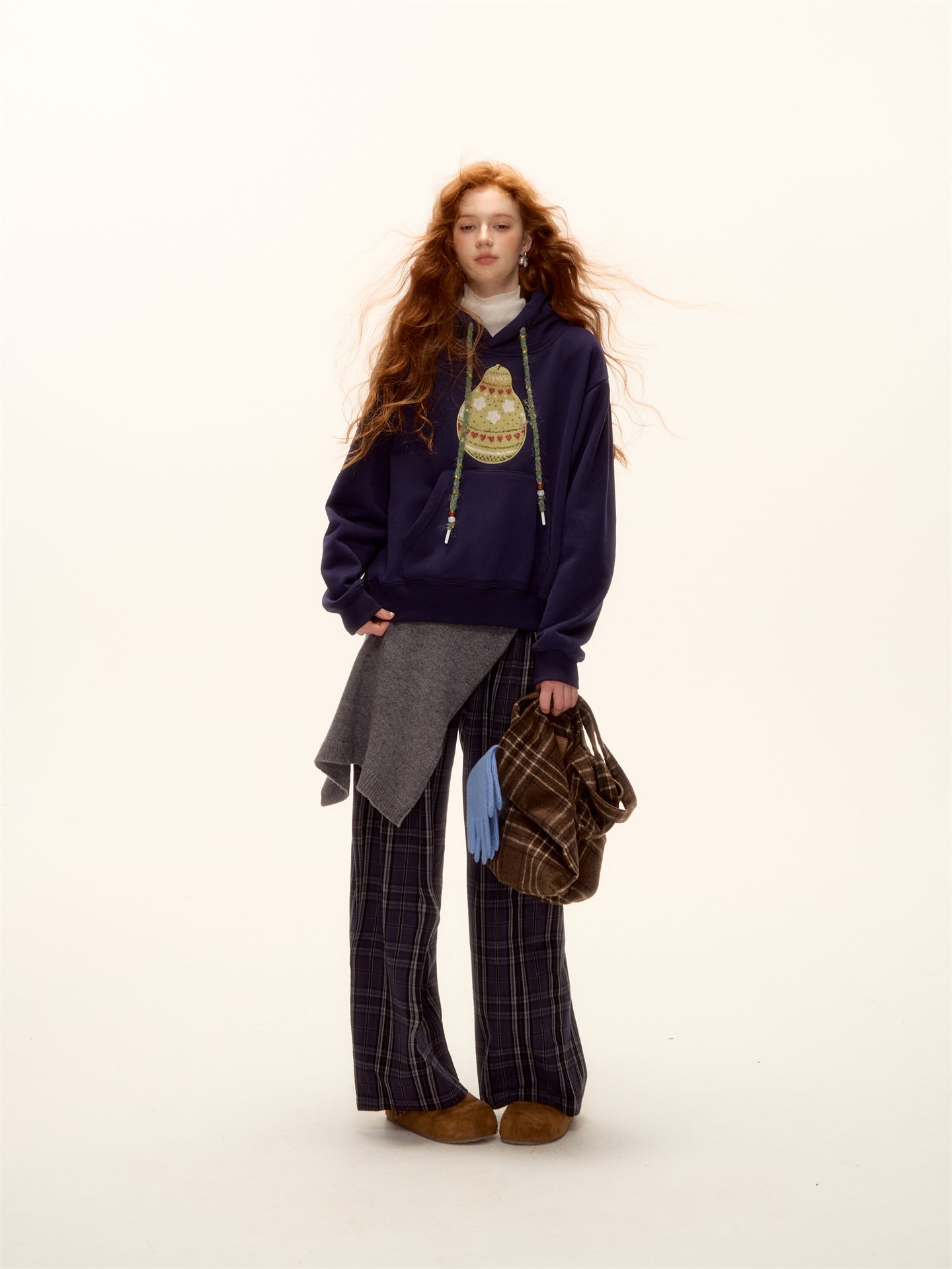 AsGony ASG25474 Woolen Fel Island Knitted Pear Hoodie