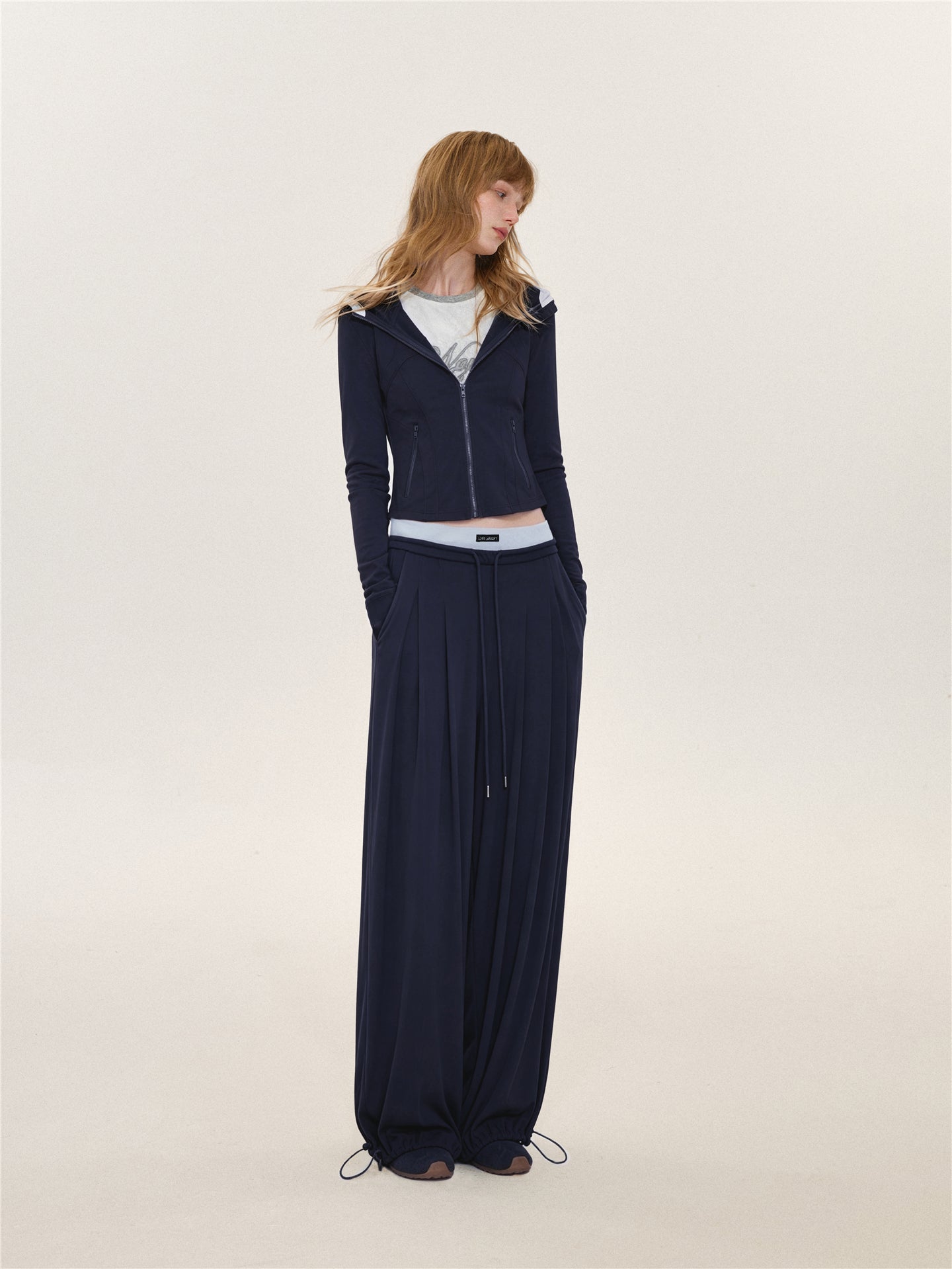 Asgony ASG26599 &amp; ASG26600 Color-Block Patchwork Jacket &amp; Draped Casual Pants
