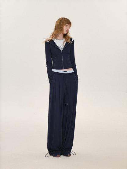 Asgony ASG26599 &amp; ASG26600 Color-Block Patchwork Jacket &amp; Draped Casual Pants