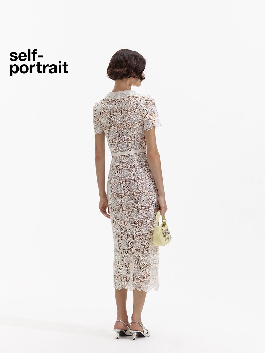 Self-Portrait CREAM LACE MIDI DRESS