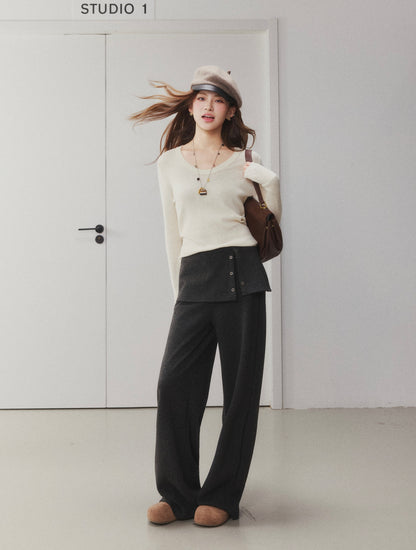 OTEBANBASS Ote260929 Side-Button Detail Wool Trousers