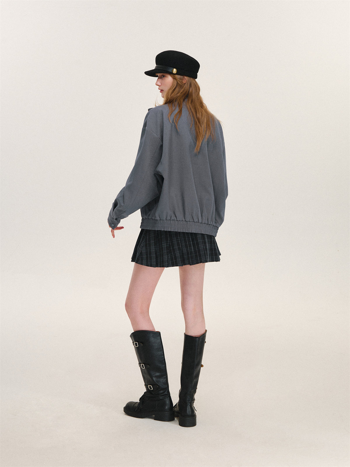 Asgony ASG26525 Reversible Plaid Collar Jacket