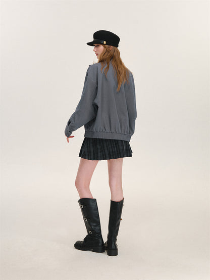 Asgony ASG26525 Reversible Plaid Collar Jacket