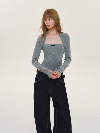 Asgony ASG26612 Faux-Layered Long-Sleeve Top