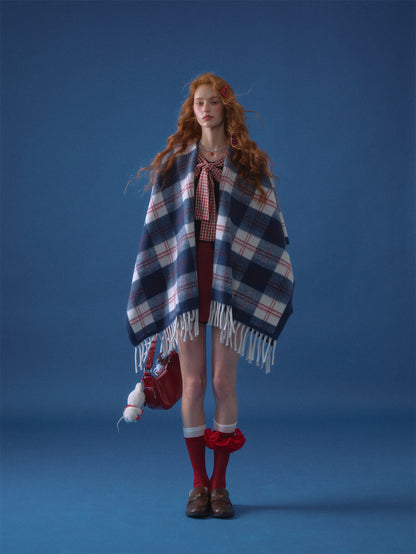 AsGony ASG24650 Checkered tassel casual shawl